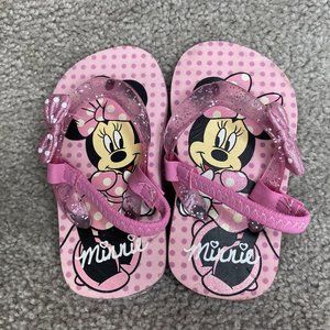 Minnie Mouse Sandal Flip Flops Disney Summer Shoes Toddler Size S (5/6)